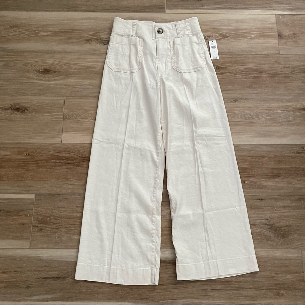 Anthropologie Maeve Colette Cropped Wide-Leg Linen Pants 26